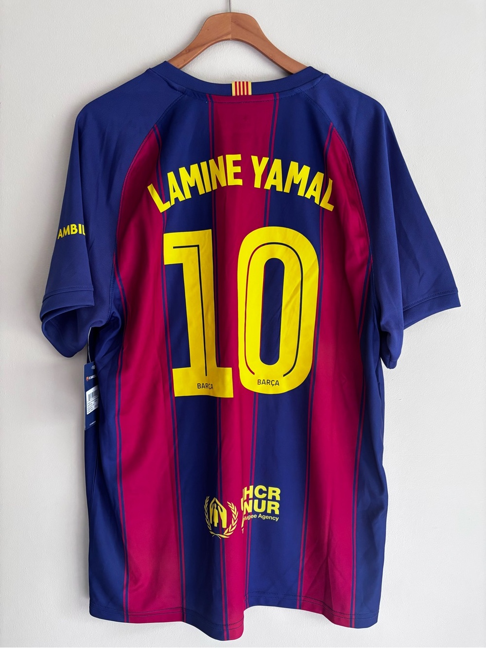NWT FC Barcelona Lamine Yamal #10 2025-2026 1st Kit Soccer Jersey Mens Size L
